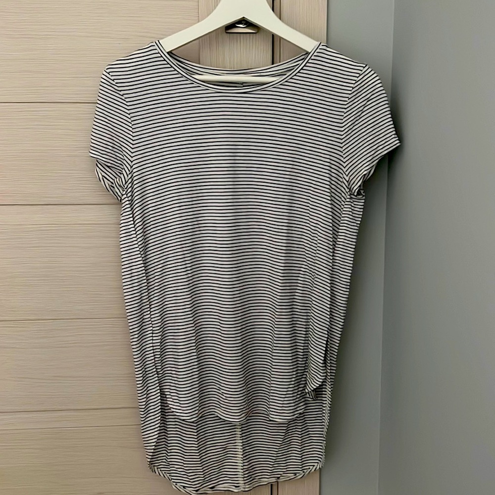 Girls Black and White Striped Shirt